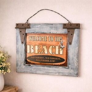 Welcome to the Beach Sign Wooden Wall Decor Coastal 14.5